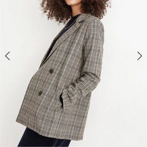 NWT Madewell Caldwell Double Breasted Blazer In Miltmore Plaid